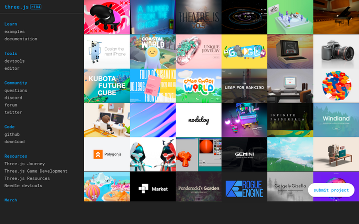 Galerie three.js